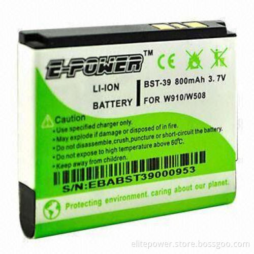 Mobile Phone Battery with 800mAh Capacity, BST-39 for Sony Ericsson C902c, G702, R300 and W380c